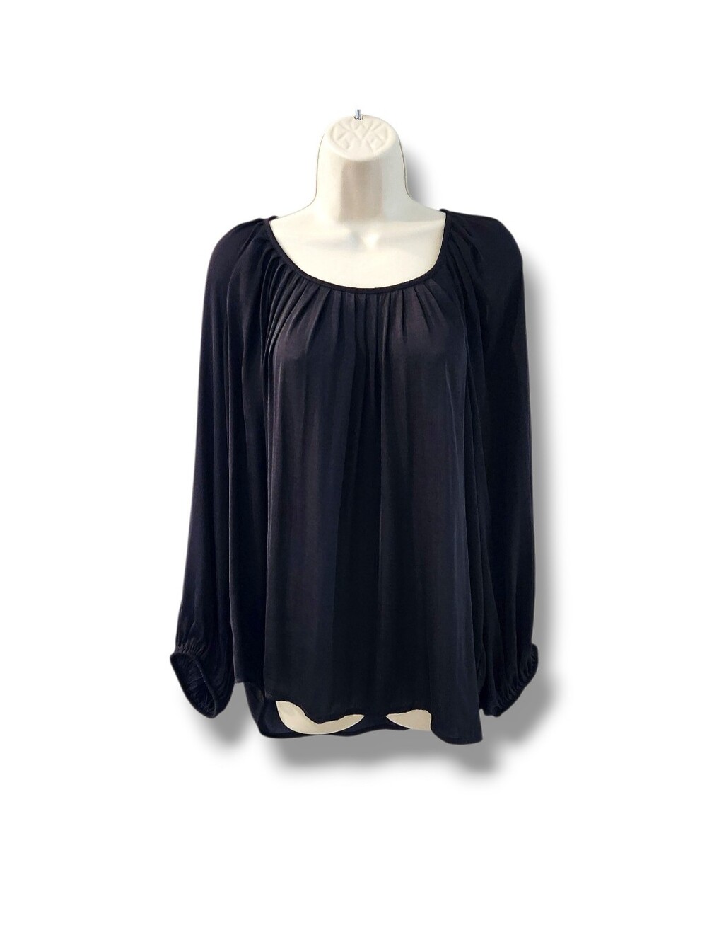 A New Day Long Puff Sleeve Scoop Neck Silky Blouse | 2X